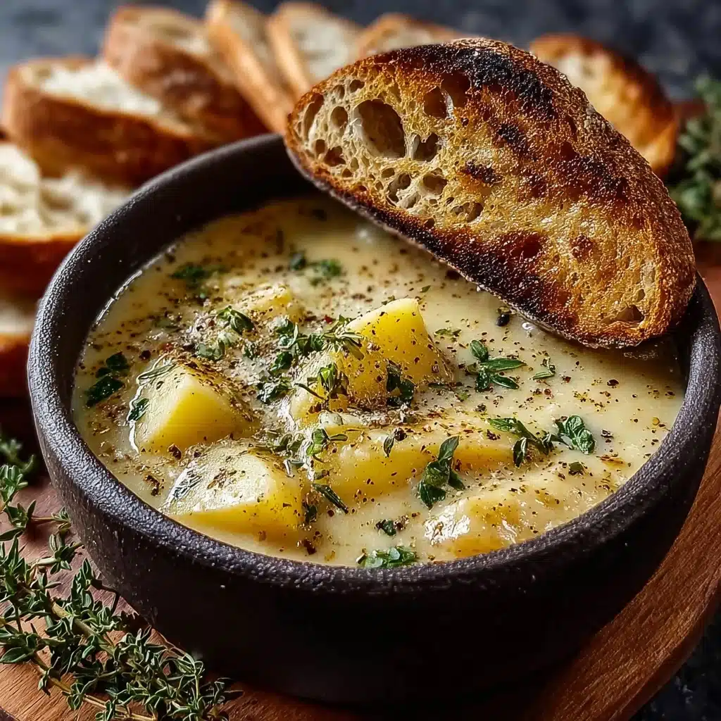 Hearty Cheddar Garlic Herb Potato Soup Recipe