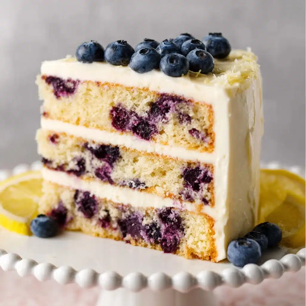 No-Bake Lemon dazzling Blueberry cream Cake Recipe - Recipe Image