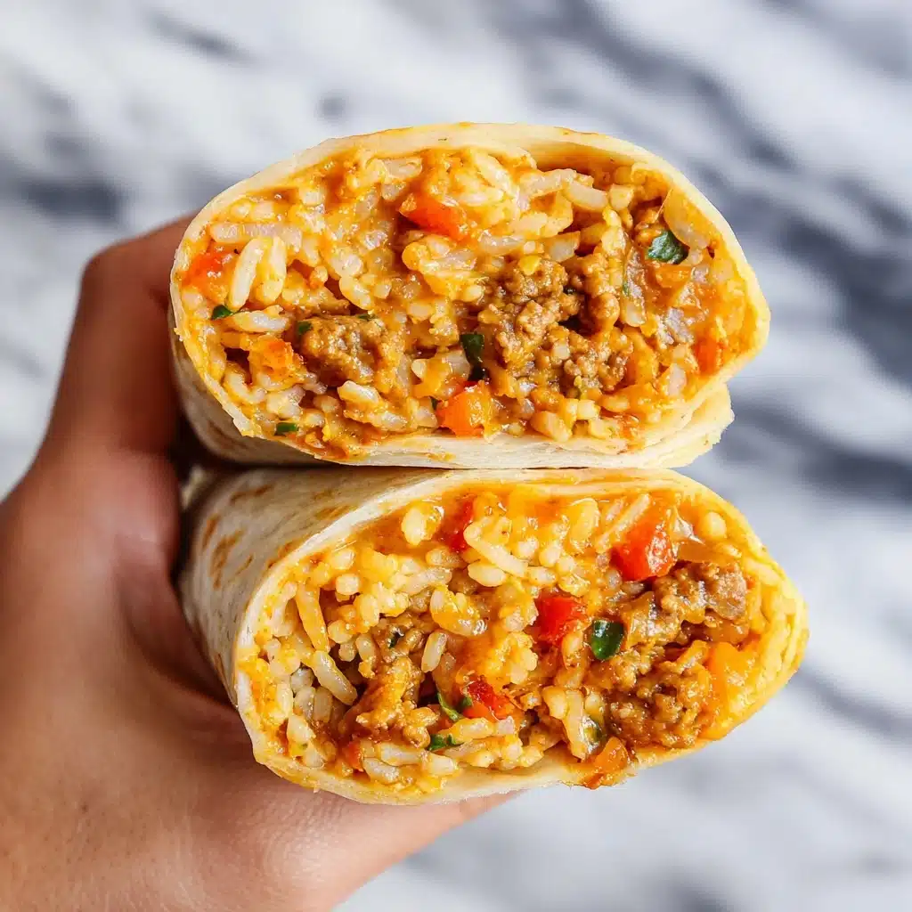 Cheesy Ground Chicken and Rice Burritos Recipe - Recipe Image