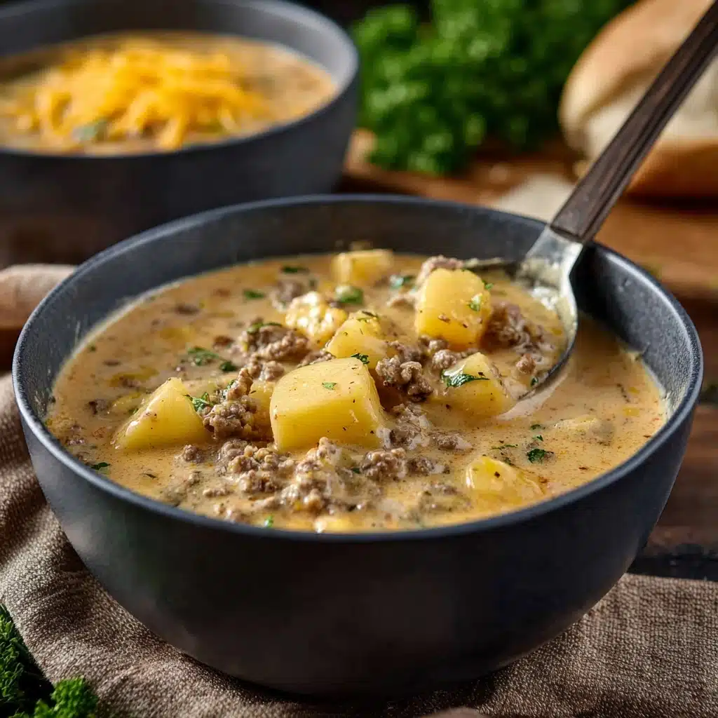 Cheesy Beef and Potato Soup Recipe - Recipe Image