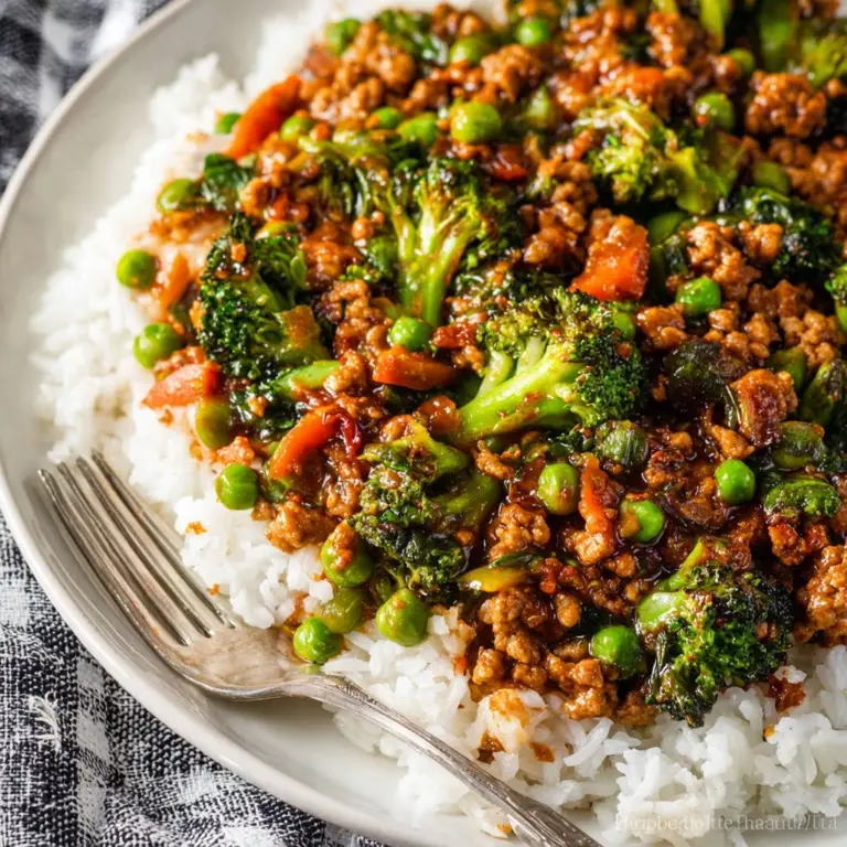 Teriyaki Ground Turkey, Broccoli and Peas Recipe