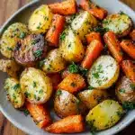 Garlic Herb Roasted Potatoes, Carrots, and Zucchini Recipe