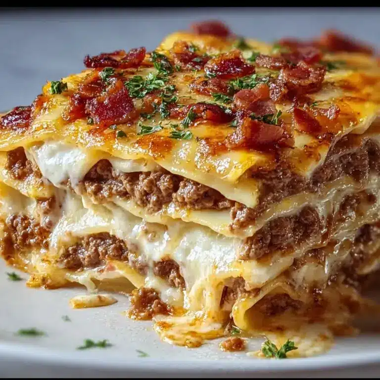 Parmesan Garlic Bacon Cheeseburger Lasagna Recipe