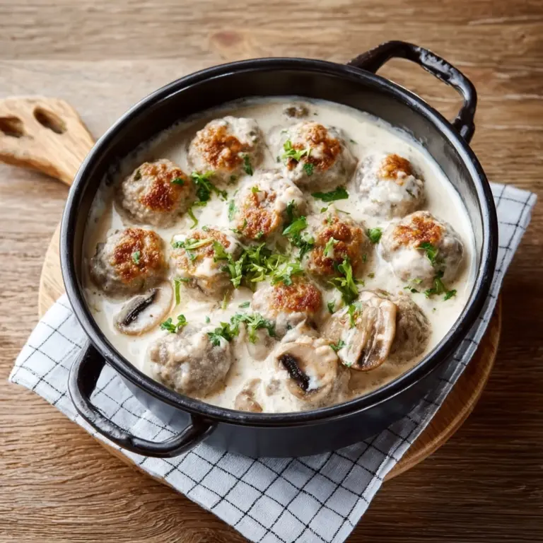 Creamy Mushroom Chicken Meatballs Recipe