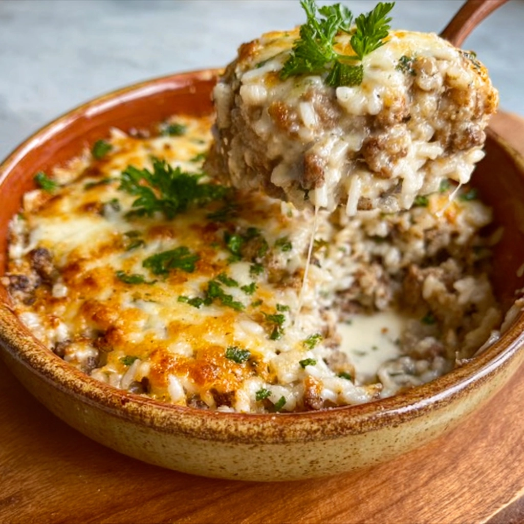Cheesy Hamburger Rice Casserole ngredients Recipe - Recipe Image