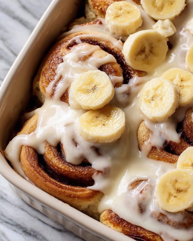 Banana Cinnamon Rolls with Cream Cheese Icing Recipe