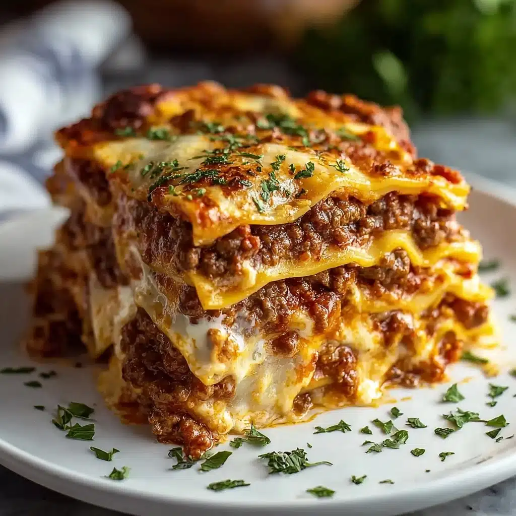 Parmesan Garlic Bacon Cheeseburger Lasagna Recipe - Recipe Image