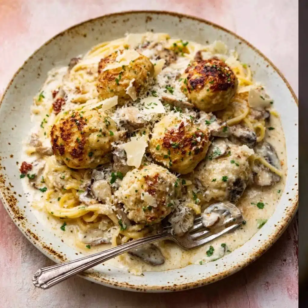 Creamy Mushroom Chicken Meatballs Recipe - Recipe Image
