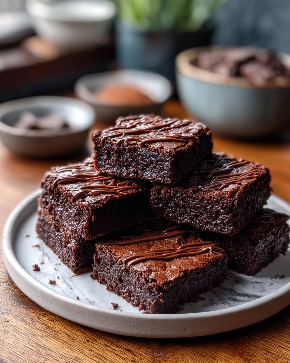 A close-up image shows a mixing bowl filled with thick, dark brown chocolate batter. The batter has a smooth and slightly glossy texture with some clumps. A woman's hand holds a spatula that is stirring or folding the batter inside the bowl. The metal bowl has batter spread unevenly around the inner sides. The background is blurred with a soft focus, and the surface underneath the bowl is white with a marbled texture. photo taken with an iphone --ar 4:5 --v 7