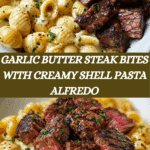 Steak Bites and Shell Pasta in Garlic Butter Alfredo Sauce Recipe