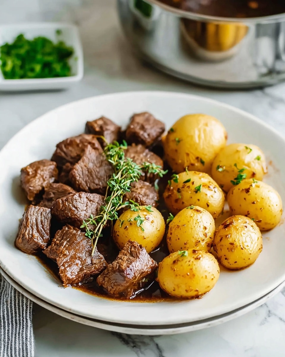 Crockpot Garlic Butter Beef Bites with Potatoes Recipe