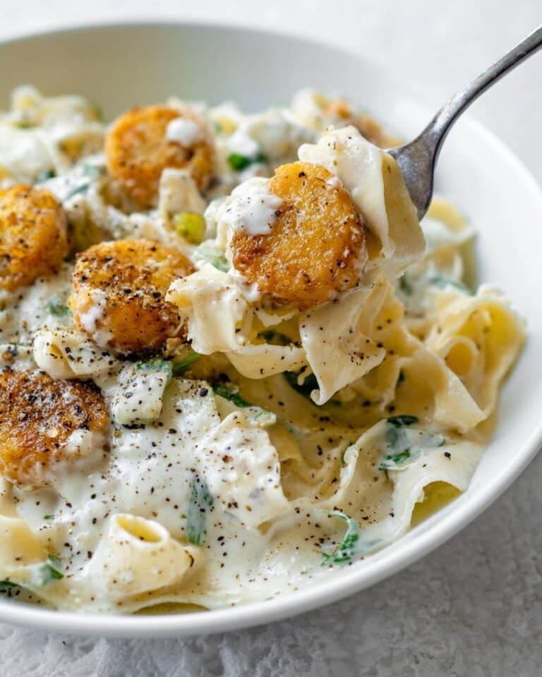 Chicken Meatballs with Cheesy Spinach Pappardelle Recipe
