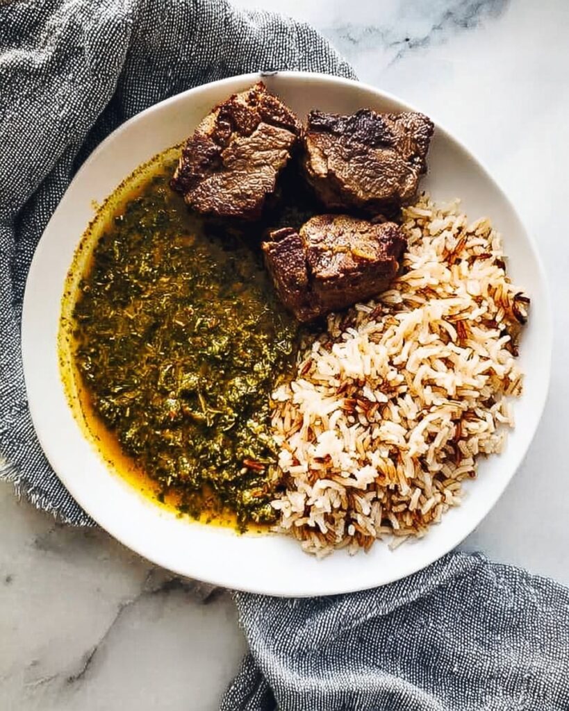 Delicious Molokhia with Tender Beef and Aromatic Spices Recipe