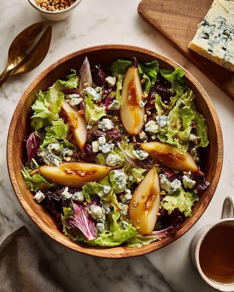 Pear Salad with Caramelized Pumpkin Seeds and Blue Cheese Recipe